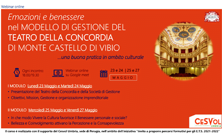 Webinar sul modello di gestione del Teatro della Concordia di Monte Castello di Vibio in Umbria